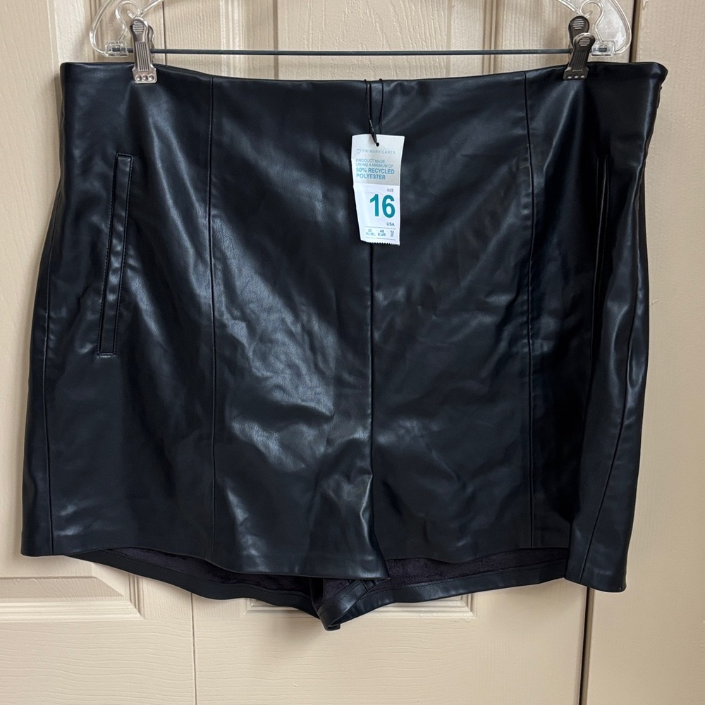 NWT PRIMARK CARES black pleather shorts